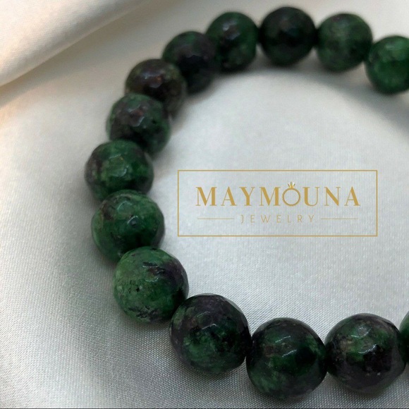 🆕 Men Stretch Bracelet Beaded With Ruby Zoisite - Picture 2 of 4